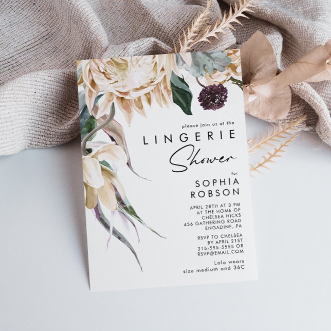 White Floral Lingerie Douche Invitation (Créateur téléchargé)