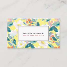 White Floral Muster Gelbe Mommy Visitenkarte