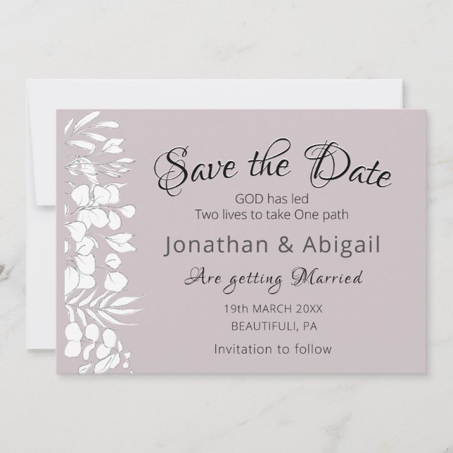 White Floral on Lavender Inspiration Hochzeit Save The Date (Vorderseite)