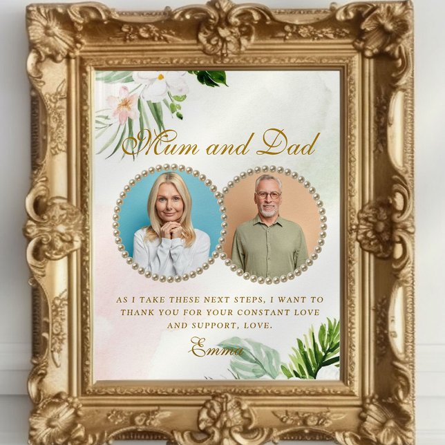 White Floral Parents of the Bride Gift Poster (Von Creator hochgeladen)