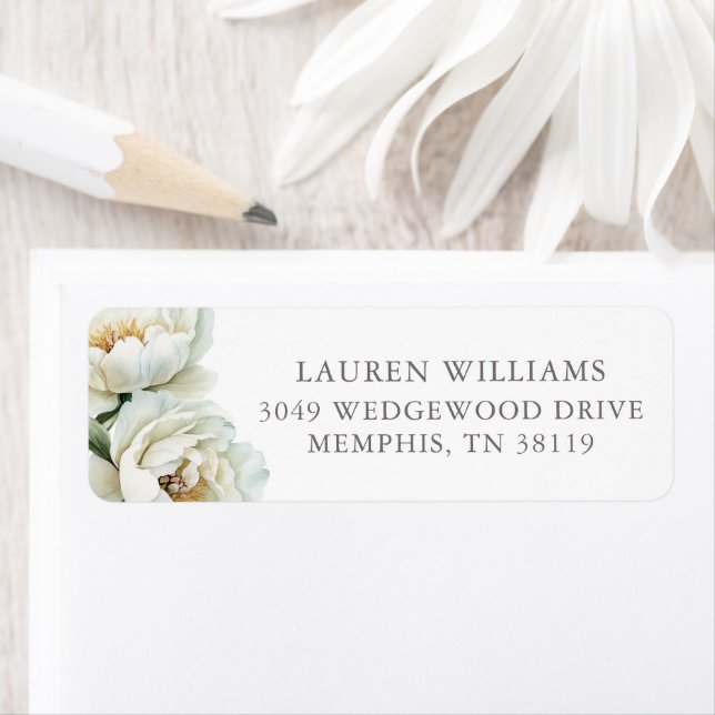 White Floral Peonies Personalized  (Insitu)
