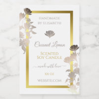 White Floral Product Packaging Labels Gold Frame