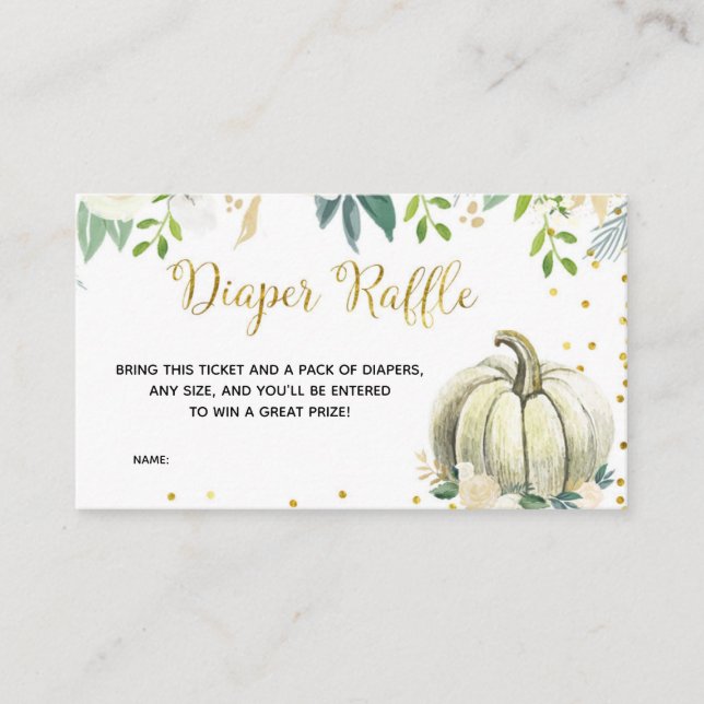 White Floral Pumpkin Baby Dusche Windelwanne Winde Begleitkarte (Vorderseite)