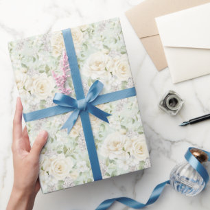 White Floral Romantic Wedding Geschenkpapier