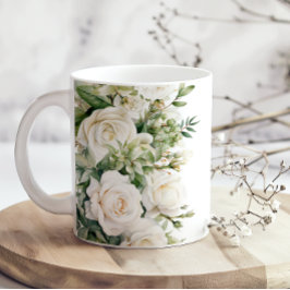  White Floral Roses Mom Coffee Mug