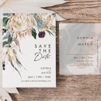 White Floral Script Foto Save the Date Postcard