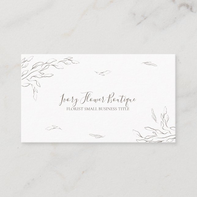 White Floral Simple Boho Event Planner Elegant Visitenkarte (Vorderseite)