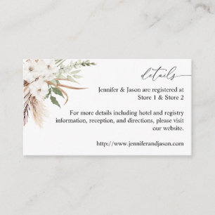 White Floral Summer Boho Einschließungskarte Begleitkarte