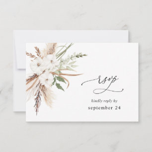 White Floral Summer Boho w Meal UAWG 2 RSVP Karte