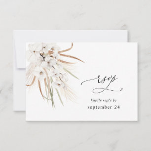 White Floral Summer Boho w Meal UAWG RSVP Karte