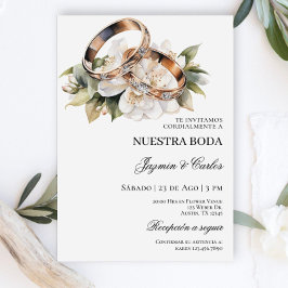 White Floral Verlobung läutet Spanish Wedding Invi Einladung
