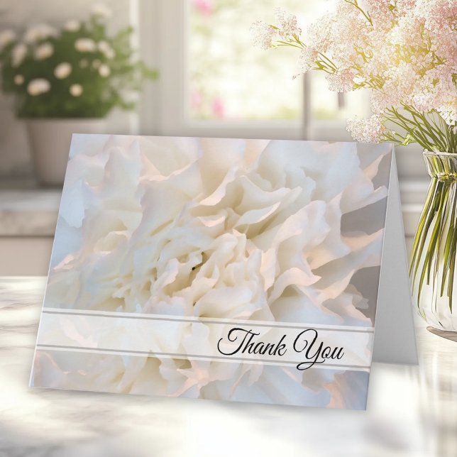 White Floral Vielen Dank für Ihr Beileid Dankeskarte (Von Creator hochgeladen)
