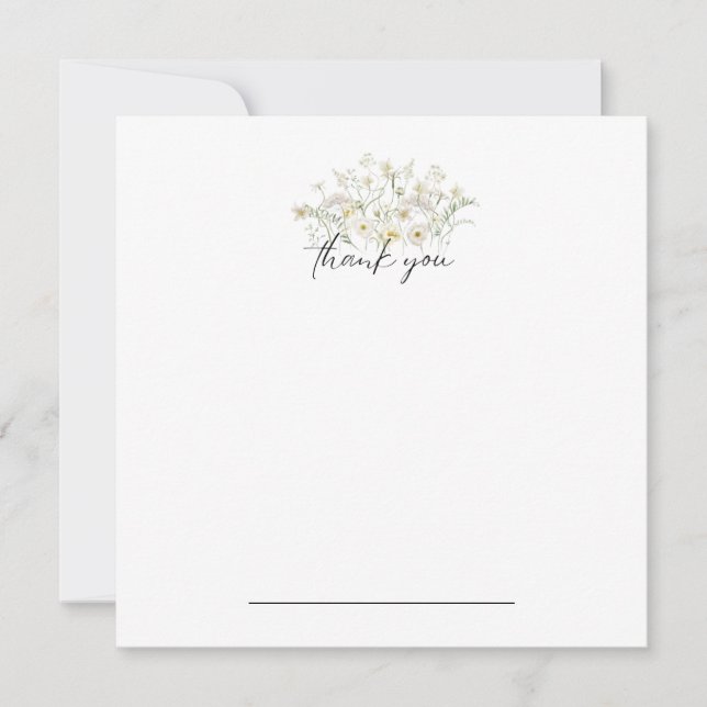 White Floral Vielen Dank Notecard Dankeskarte (Vorderseite)