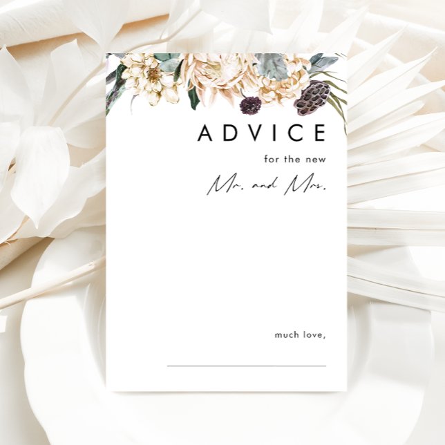 White Floral Wedding Advice Card Hinweiskarte (Von Creator hochgeladen)