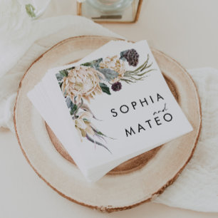 White Floral Wedding Napkins Serviette