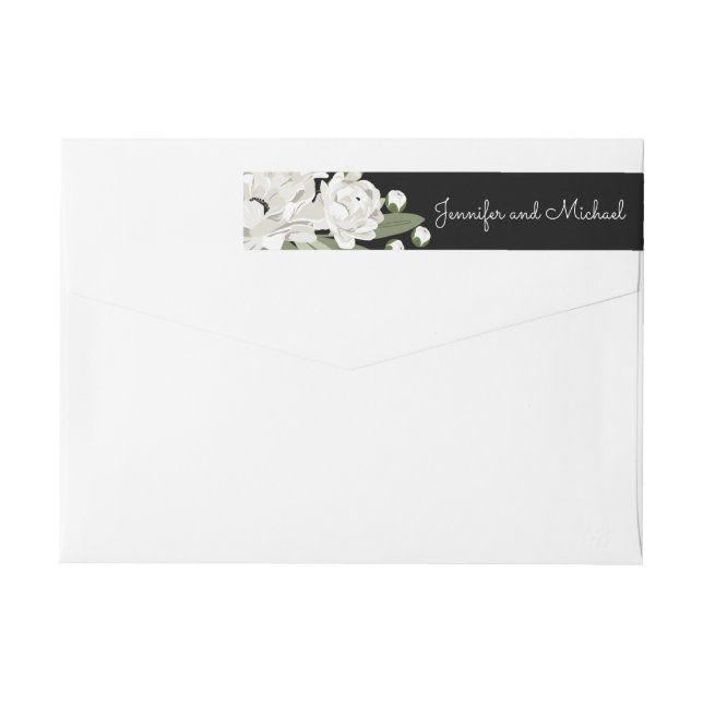 White Floral Wedding Sprigs Rücksendeadresse (Rückseite)