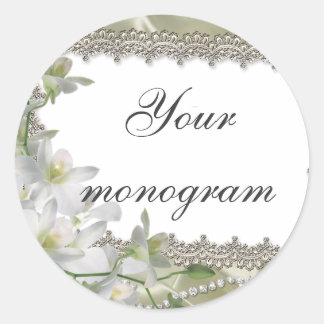 White Floral Wedding Theme Umschlag Aufkleber Labe