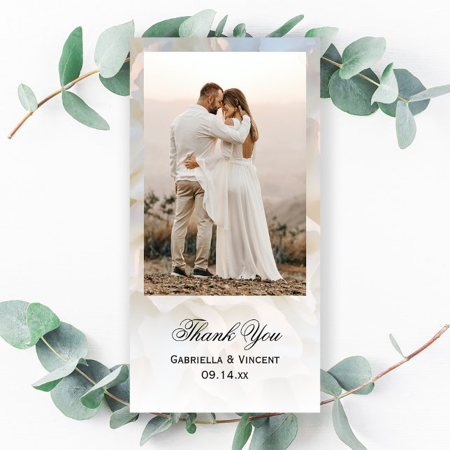 White Floral Wedding Vielen Dank Foto Card Dankeskarte (Von Creator hochgeladen)