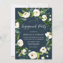 White Floral Wreath Moderne Engagement Party einla Einladung
