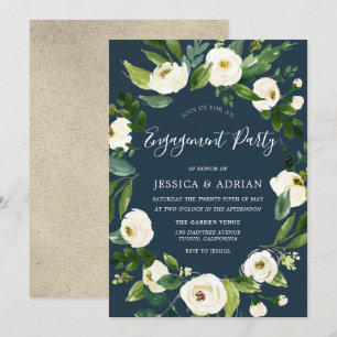 White Floral Wreath Moderne Engagement Party einla Einladung