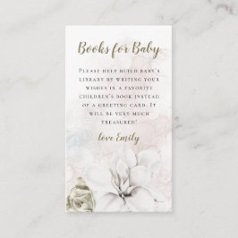 White Florals Books for Baby Girl Boy Baby Shooter Begleitkarte