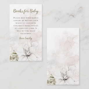 White Florals Books for Baby Girl Boy Baby Shooter Begleitkarte