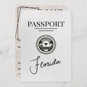 White Florida Passport Save the Date