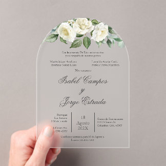 White flower Greenery Wedding Invitation