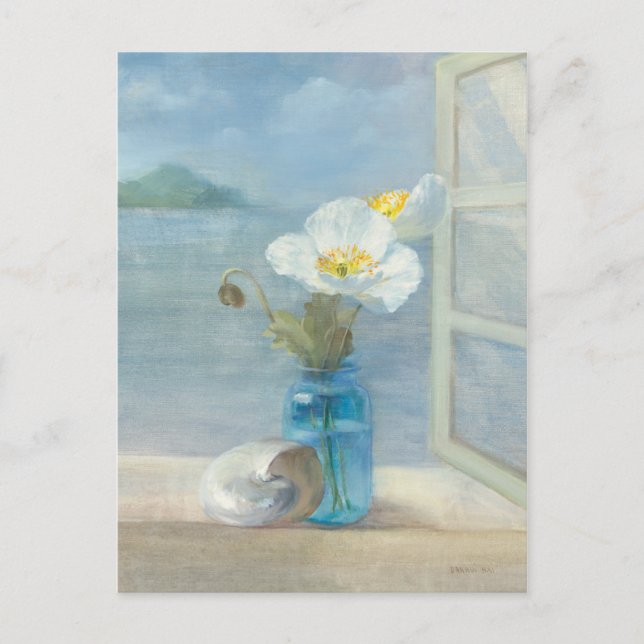 White Flower Overlooking the Sea Postkarte (Vorderseite)