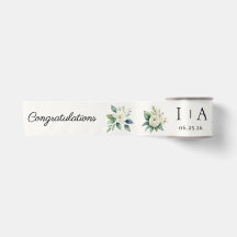 White Flowers and Greenery Custom Text Wedding