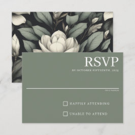 White Flowers and Greenery RSVP Karte