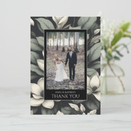 White Flowers and Greenery Wedding Dankeskarte