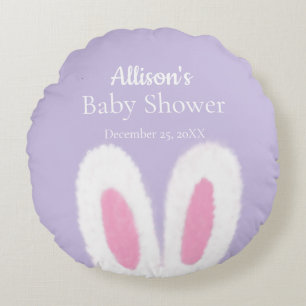 White Fluffy Babydusche Rundes Kissen