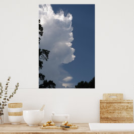 White Fluffy Clouds Blue Sky Poster