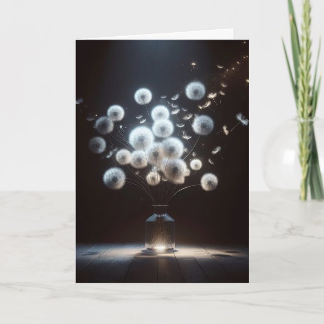 White Fluffy Dandelions Karte (Vorderseite)