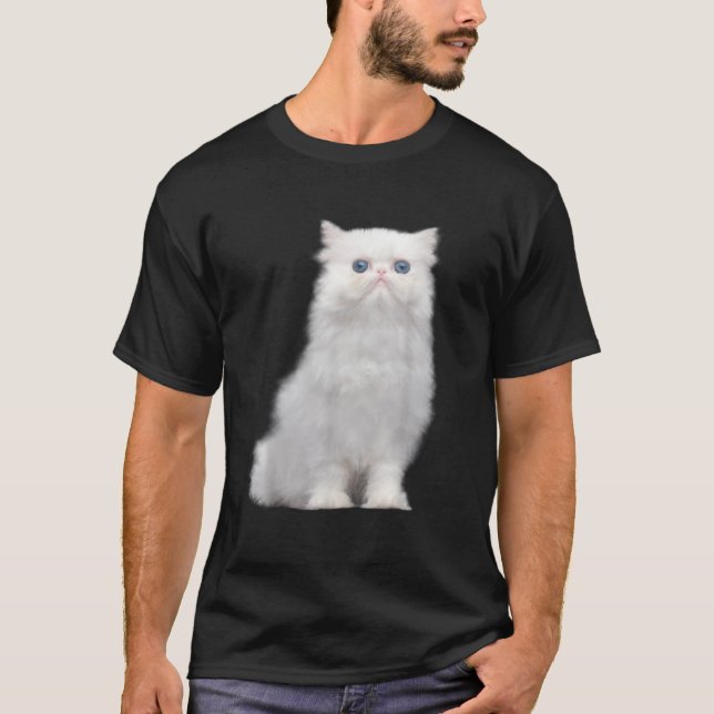 White fluffy kitty with bright blue eyes  T-Shirt (Vorderseite)