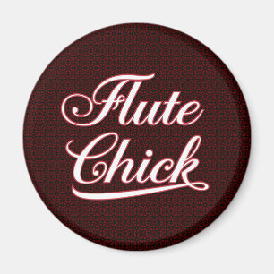 White Flute Chick Script Magnet