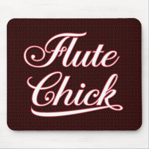 White Flute Chick Script Mousepad