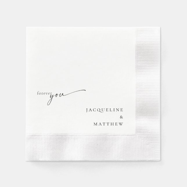 White Forever Personalisiert Hochzeitcocktail Serviette (Vorderseite)