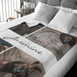 White Foto Collage | Fleece Dog Blanket