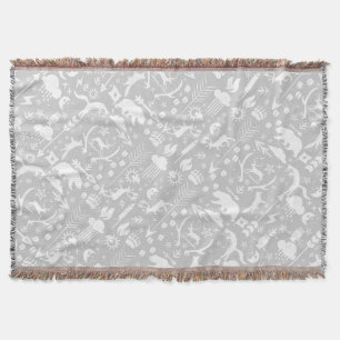 White Fox Gray Moon Clouds Bear Deer Lodge Boys Decke