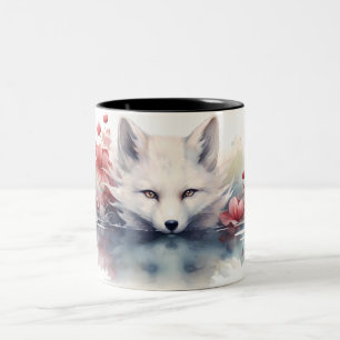 White Fox Lotus auf der Wasser-Tasse Zweifarbige Tasse