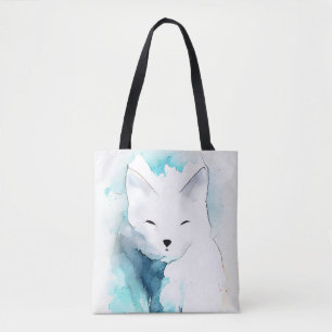 White Fox Wild Animal Nature Wasserfarbe Kunst Tasche