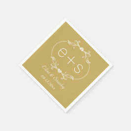 White Frame Initials elegante monogram Gold Hochze Serviette