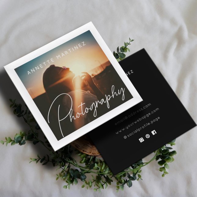 White frame photography  quadratische visitenkarte (Von Creator hochgeladen)