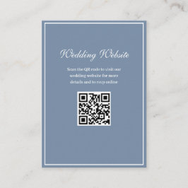 White Frame staubblaue QR Code Hochzeitswebsite Begleitkarte