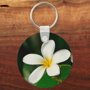 White Frangipani Canvas Print Laptop Sleeve Servin Schlüsselanhänger