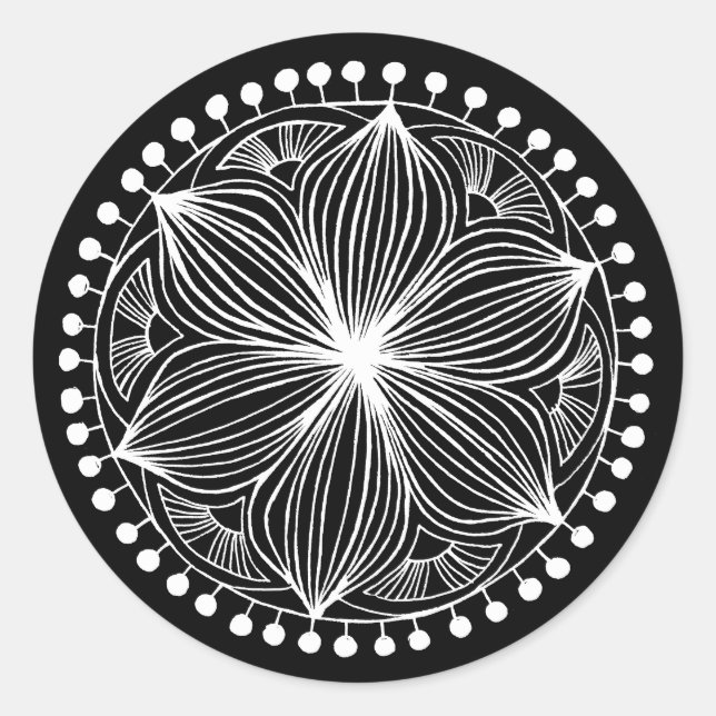 White Frankie Mandala Sticker (Vorderseite)