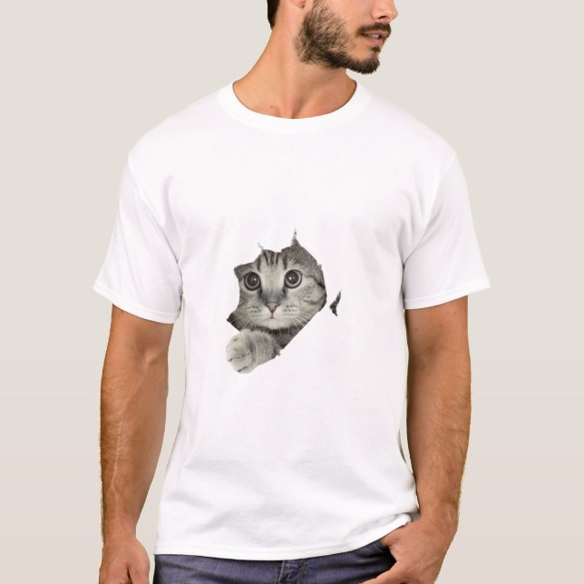 White Free Niedlich Funny Cat T - Shirt (Vorderseite)