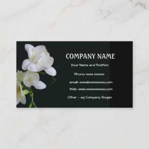 White Freesia auf der Black Business Card Visitenkarte